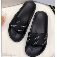 Low Cost Balenciaga Slides Sandals Logo Paris B93716 Black