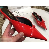 Low Cost Balenciaga Kitten Heel 4cm Pointed Toe Knife Mules Bow Patent B94801 Yellow