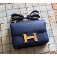 Classic Practical Hermes Constance 23 Bag in original Epsom Leather 600933 navy blue