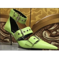 Duplicate Balenciaga Heel 8cm Belt Ankle Strap Pumps B95712 Green 2019