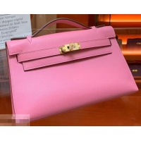 Charming Hermes Kelly 22 Clutch Bag In Original Swift Leather 601011 Pink