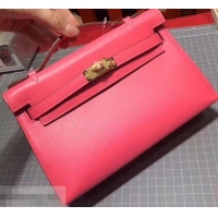 Low Cost Hermes Kelly 22 Clutch Bag In Original Swift Leather 601011 Fuchsia