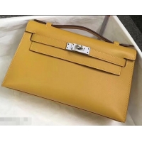 Good Quality Hermes Kelly 22 Clutch Bag In Original Swift Leather 601011 Yellow