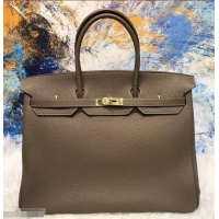 Shop HERMES BIRKIN 40 ELEPHANT GRAY IN ORIGINAL TOGO LEATHER WITH GOLD HARDWARE 601027