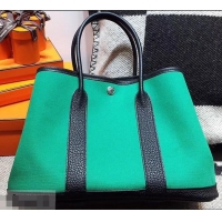 1:1 aaaaa Hermes Canvas Garden Party 36 Bag 601035 Green/Black