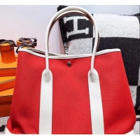 Unique Style Hermes Canvas Garden Party 36 Bag 601035 Red/White