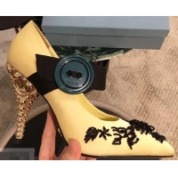 Buy Imitation Prada Beaded Embellishment Mary Jane Pumps P93304 Yellow 2019