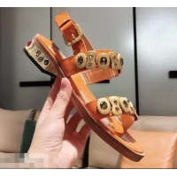 Discount Prada Beaded Embellishment Sandals P93307 Orange 2019