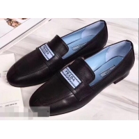 Top Quality Prada Logo Leather Loafers P94801 Black