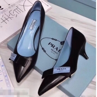 High Quality Prada Heel 5cm Logo Leather Pumps P94807 Black