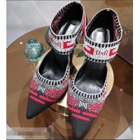 Buy Prada Heel 8.5cm Geometric Pattern Jacquard Knit Fabric Pumps P94822 Red 2019