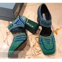 Imitation Prada Geometric Pattern Jacquard Knit Fabric Pumps P94828 Green 2019