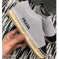 Low Price Prada Sock-style Knitted Espadrilles P94901 Gray 2019