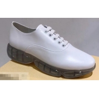 Grade Cheap Prada Leather Oxford Shoes With Rubber Sole P96610 White 2019