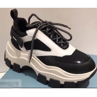 Buy New Prada Platform Sneakers With Rubber Sole P96612 Black/Creamy 2019