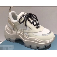 Shop Cheap Prada Platform Sneakers With Rubber Sole P96612 Creamy 2019