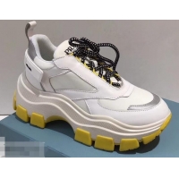 Unique Imitation Prada Platform Sneakers With Rubber Sole P96612 Creamy/Yellow 2019