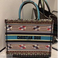 Popular Style Dior Book Tote Bag In Embroidered Canvas 612018 Turquoise 2019