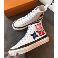 Hot Sell Louis Vuitton Digital Exclusive LV White Heart Sneaker Boots 1A4MZB 2018