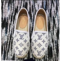 Grade Cheap Louis Vuitton Bidart Printed Canvas Monogram Espadrilles LV89501 White 2018