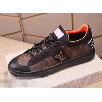 Imitation Louis Vuitton Men's Monogram Lace-Up Sneaker LV81633 Brown/Black 2018