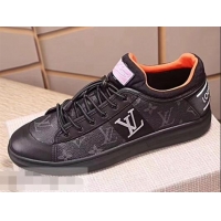 Duplicate Louis Vuitton Men's Monogram Lace-Up Sneaker LV81633 Black/Grey 2018