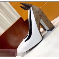 Classic Louis Vuitton Heel 10.5cm Matchmake Pumps Leather LV82902 White/Monogram Reverse Canvas 2019