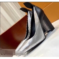 Duplicate Louis Vuitton Heel 10.5cm Matchmake Pumps LV82906 Silver/Black 2019