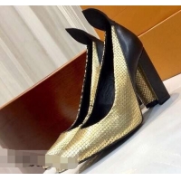 Crafted Louis Vuitton Heel 10.5cm Matchmake Pumps LV82907 Gold/Black 2019