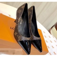 Modern Louis Vuitton Heel 6.5cm Fetish Pumps Monogram Canvas/Patent Black LV90302