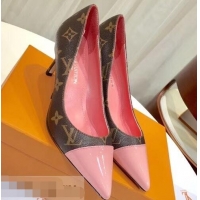 Discount Louis Vuitton Heel 6.5cm Fetish Pumps Monogram Canvas/Patent Pink LV90304