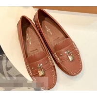 Best Product Good Looking Louis Vuitton Leather Lock it Loafers LV91731 Brown