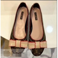 Buy Fake Louis Vuitton Monogram Canvas Bow Ballet Flats LV92104 Brown