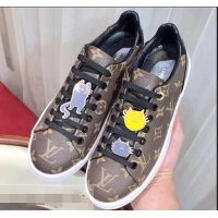 Shop Faux Louis Vuitton Cat-Shaped Lace Frontrow Sneakers LV92133 Monogram Canvas 2019