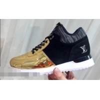 Discount Louis Vuitton Run Away Women's/Men's Sneakers LV92208 Black/Gold