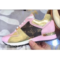 Hot Sale Louis Vuitton Run Away Sneakers LV92212 Monogram Canvas/Pink/Gold