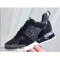 Best Noble Louis Vuitton Run Away Sneakers LV92212 Glitter Black