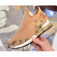 Discount Louis Vuitton Run Away Sneakers LV92226 Letter Monogram Canvas/Apricot