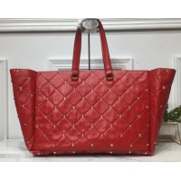 Good Product Valentino Large Quilted Boomstud Top-handle Bag 601436 Red