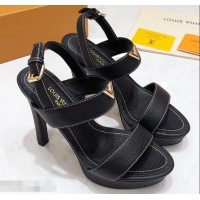 Low Price Louis Vuitton Heel 10.5cm Platform 2cm New Wave Sandals LV91901 Black 2019