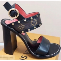 Discount Louis Vuitton Studs Heel 10cm Passenger Sandals LV92909 Monogram Canvas 2019