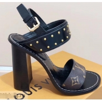 Low Price Louis Vuitton Studs Heel 10cm Passenger Sandals LV92909 Black 2019