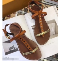 Affordable Price Louis Vuitton Wayside Flat Sandals LV93303 Brown 2019