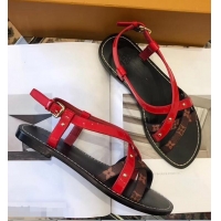 Shop Promotional Louis Vuitton Carimbo Flat Sandals LV93309 Red 2019