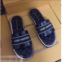 Best Discount Louis Vuitton Damier Graphite Men's Slides LV93002