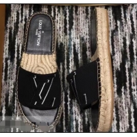 Promotional Louis Vuitton Seashore Flat Slippers Espadrilles LV94813 Black 2019