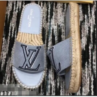 Promotion Louis Vuitton Seashore Flat Slippers Espadrilles LV94813 Bleu Jeans 2019