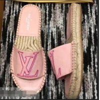 Fake Louis Vuitton Seashore Flat Slippers Espadrilles LV94813 Rose Clair 2019