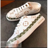 ​Buy Fake Louis Vuitton Frontrow Open-back Sneakers LV94340 White/Green Summer 2019