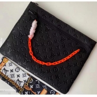 Duplicate Louis Vuitton Taurillon Monogram A4 Pouch Bag M67461 Black 2019 